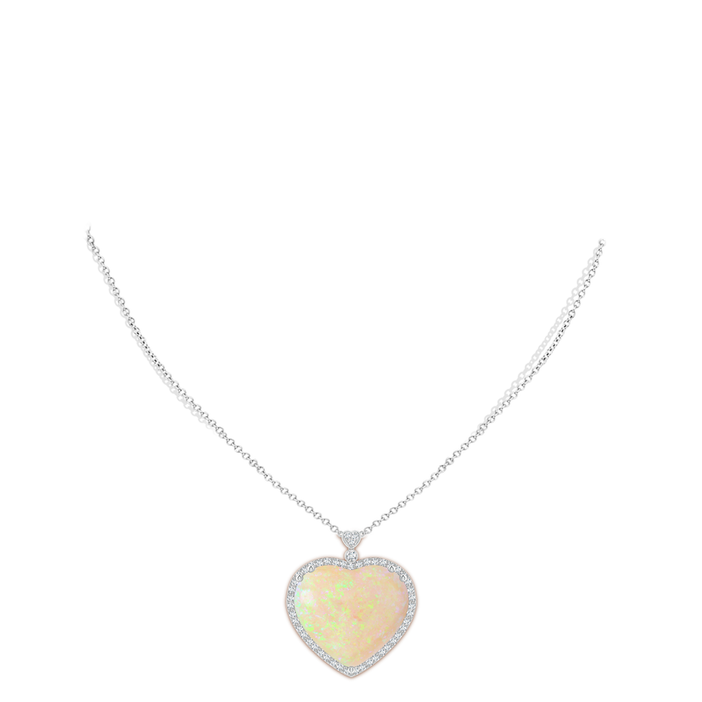 22.56x25.76x8.72mm AAAA GIA Certified Heart-Shaped Opal Halo Necklace with Diamonds in P950 Platinum pen