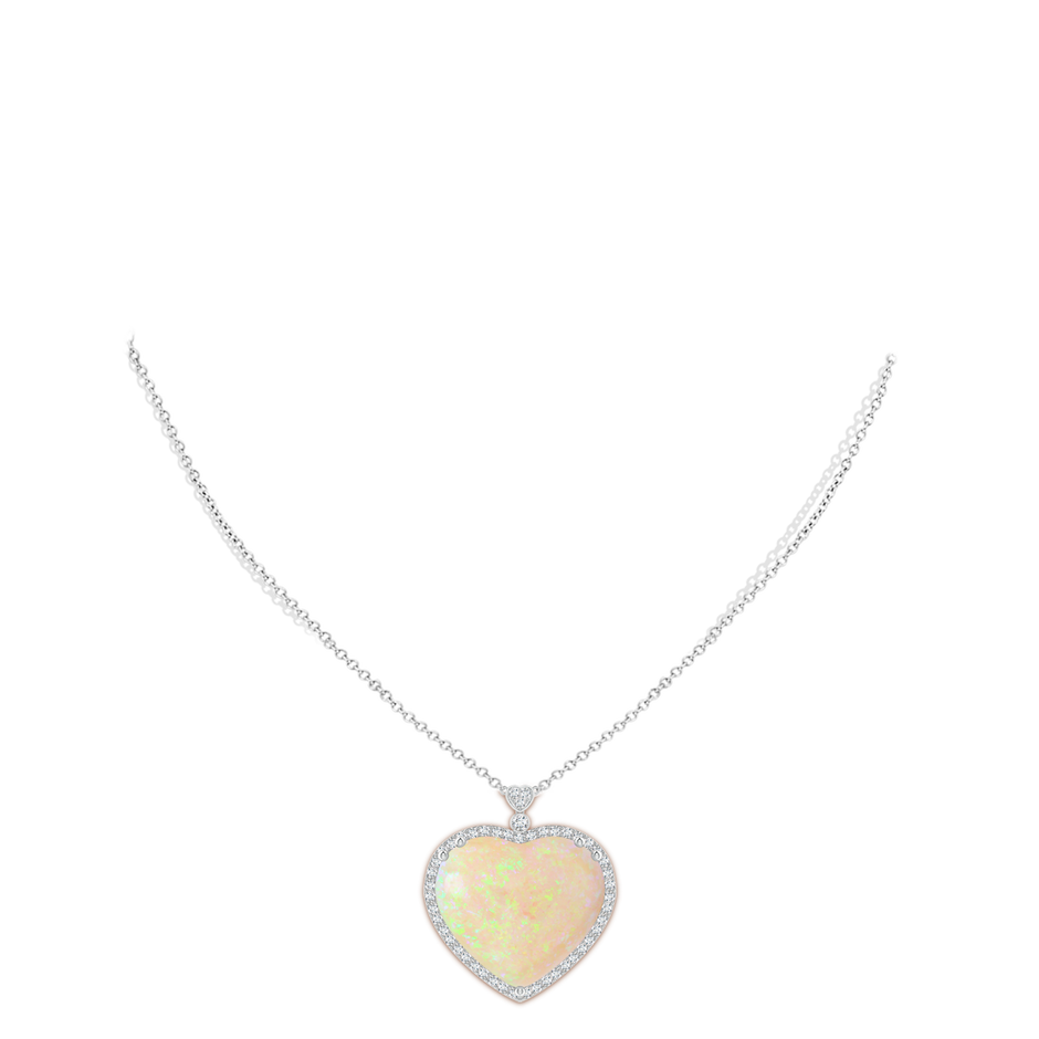 22.56x25.76x8.72mm AAAA GIA Certified Heart-Shaped Opal Halo Necklace with Diamonds in P950 Platinum pen