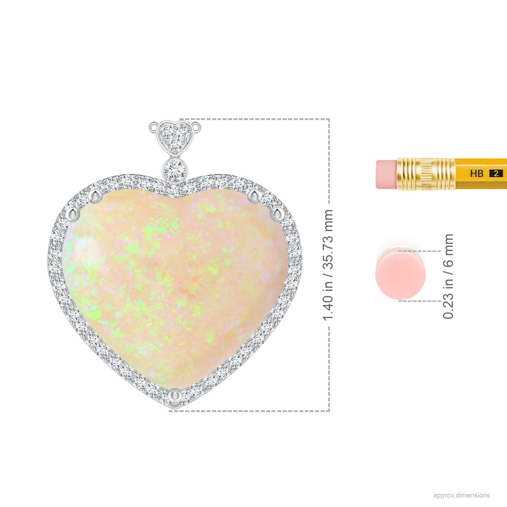 22.56x25.76x8.72mm AAAA GIA Certified Heart-Shaped Opal Halo Necklace with Diamonds in P950 Platinum ruler