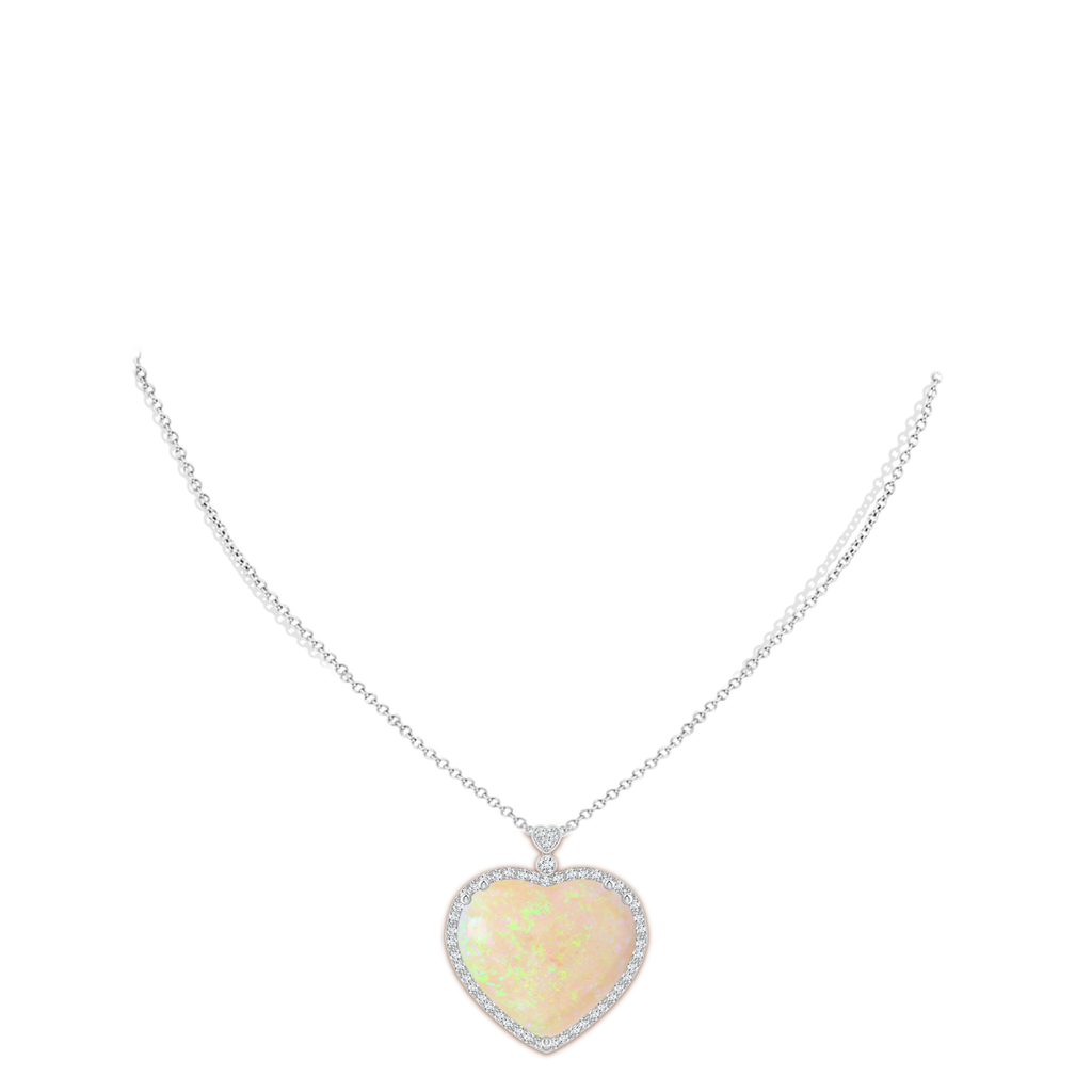 22.56x25.76x8.72mm AAAA GIA Certified Heart-Shaped Opal Halo Necklace with Diamonds in White Gold pen