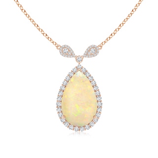 21.19x13.20x4.89mm AAA GIA Certified Pear-Shaped Opal Halo Pendant in 10K Rose Gold