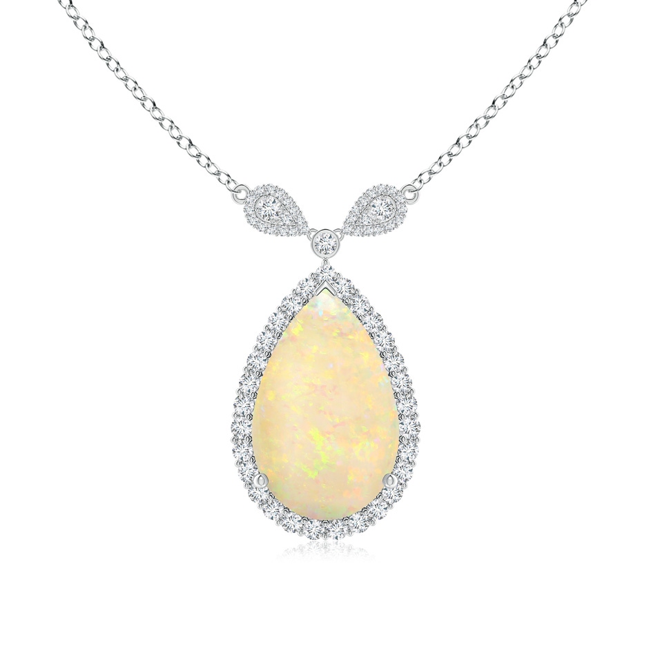 21.19x13.20x4.89mm AAA GIA Certified Pear-Shaped Opal Halo Pendant in P950 Platinum 