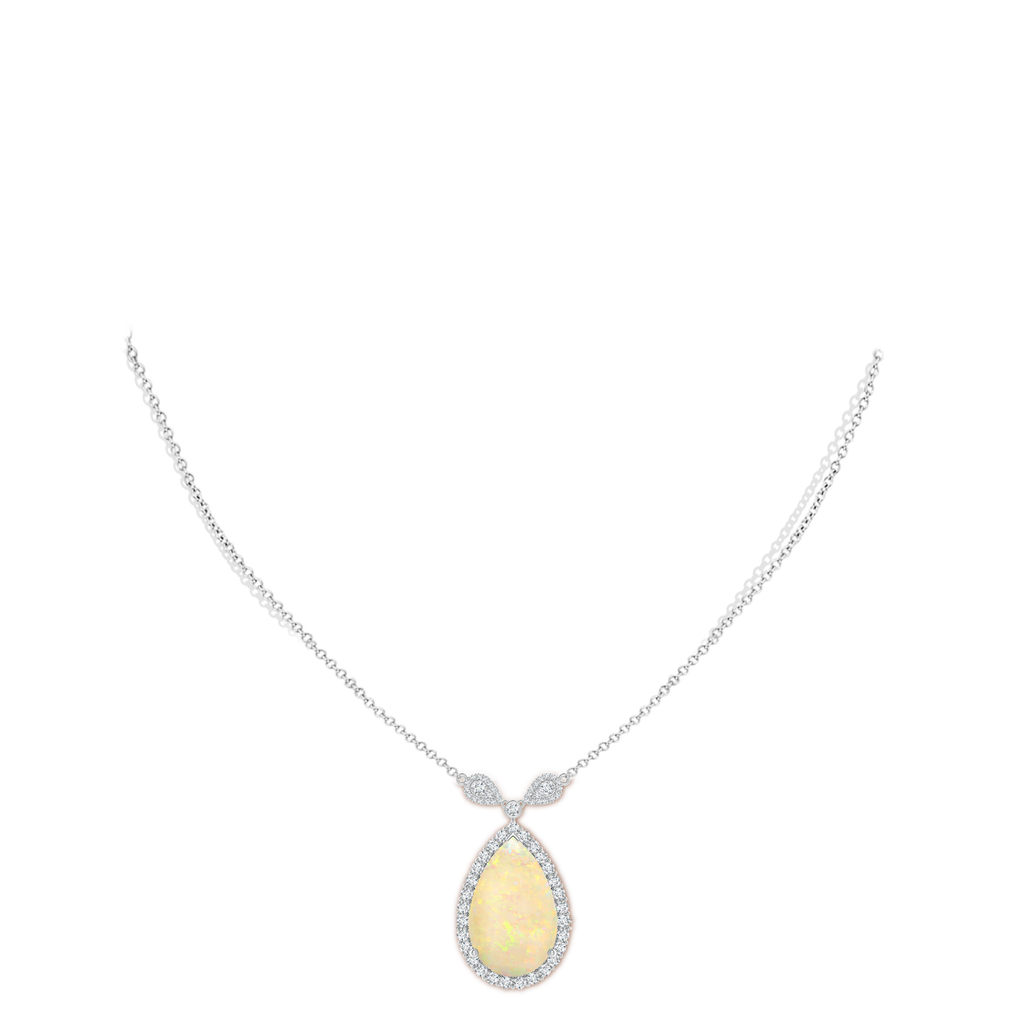 21.19x13.20x4.89mm AAA GIA Certified Pear-Shaped Opal Halo Pendant in P950 Platinum pen