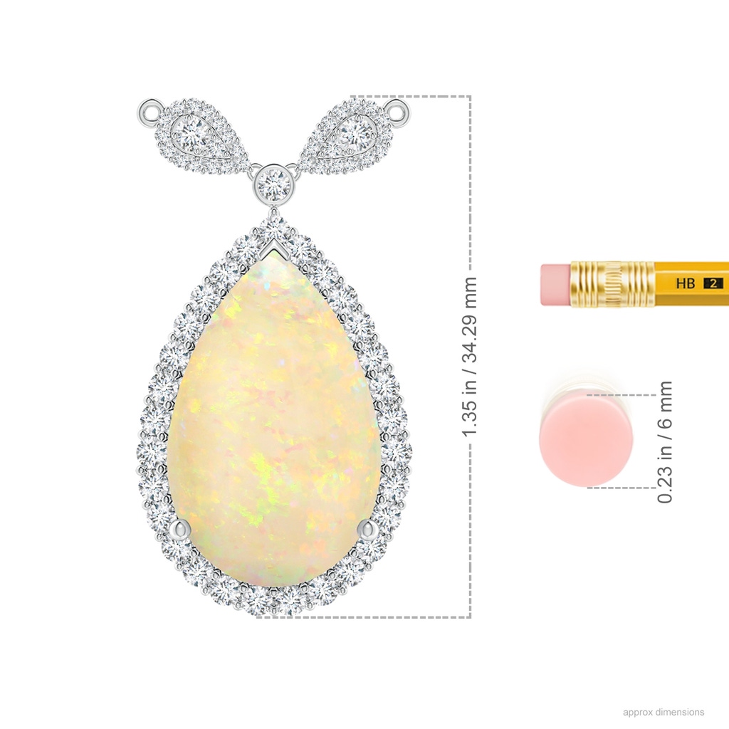 21.19x13.20x4.89mm AAA GIA Certified Pear-Shaped Opal Halo Pendant in P950 Platinum ruler