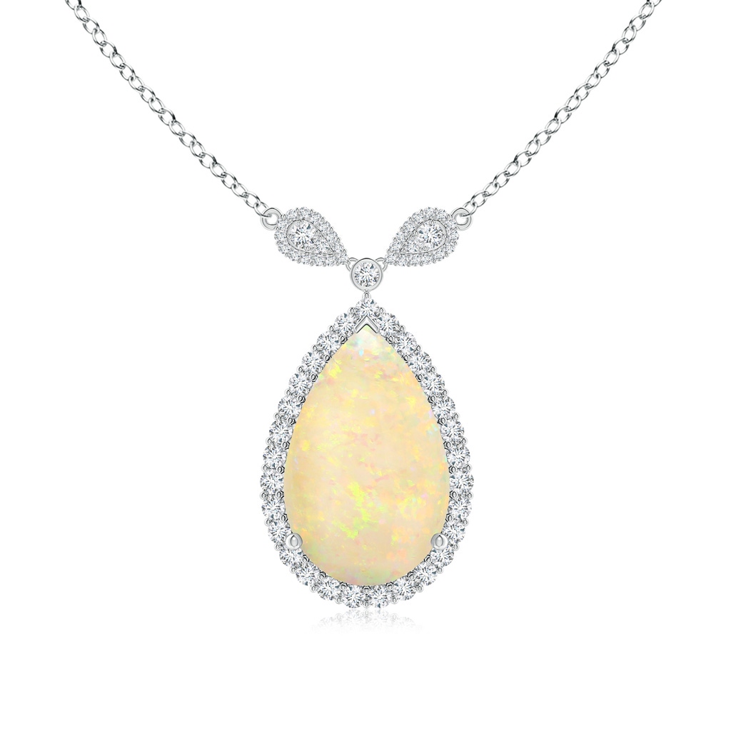 21.19x13.20x4.89mm AAA GIA Certified Pear-Shaped Opal Halo Pendant in White Gold