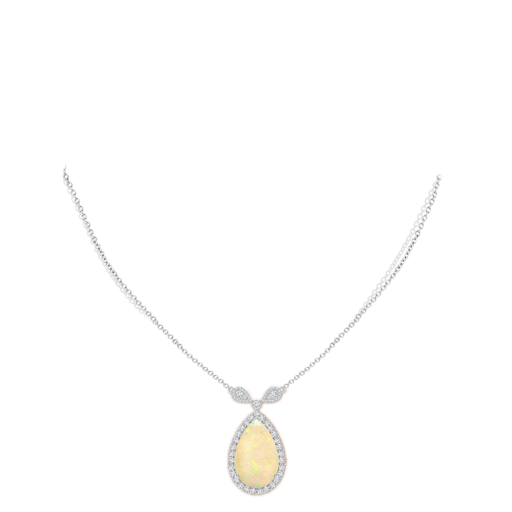 21.19x13.20x4.89mm AAA GIA Certified Pear-Shaped Opal Halo Pendant in White Gold pen