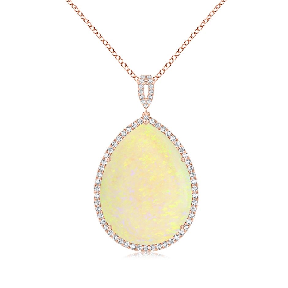 26.25x19.57x5.56mm AAA GIA Certified Pear-Shaped Opal Halo Pendant in 18K Rose Gold 