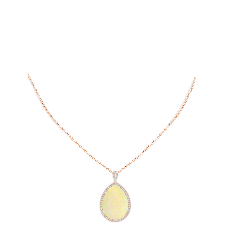 26.25x19.57x5.56mm AAA GIA Certified Pear-Shaped Opal Halo Pendant in 18K Rose Gold pen