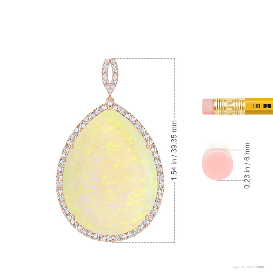26.25x19.57x5.56mm AAA GIA Certified Pear-Shaped Opal Halo Pendant in 18K Rose Gold ruler