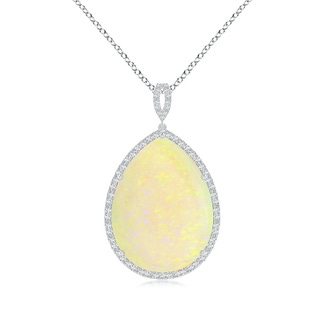 26.25x19.57x5.56mm AAA GIA Certified Pear-Shaped Opal Halo Pendant in 18K White Gold