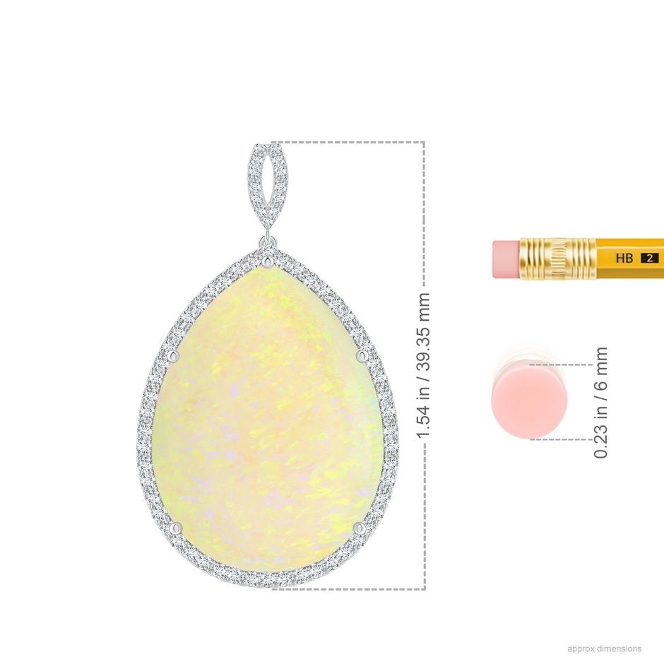 26.25x19.57x5.56mm AAA GIA Certified Pear-Shaped Opal Halo Pendant in 18K White Gold ruler