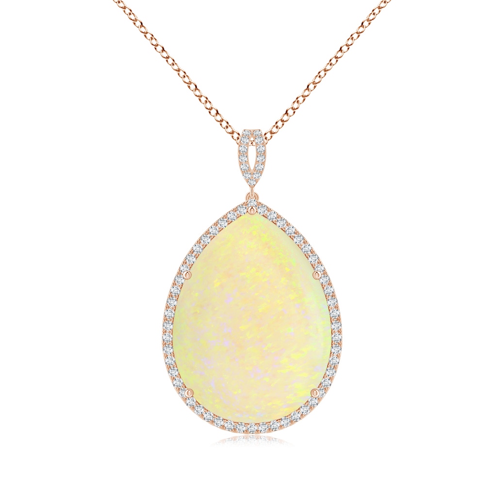 26.25x19.57x5.56mm AAA GIA Certified Pear-Shaped Opal Halo Pendant in Rose Gold