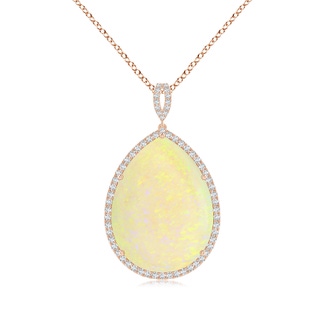 26.25x19.57x5.56mm AAA GIA Certified Pear-Shaped Opal Halo Pendant in Rose Gold