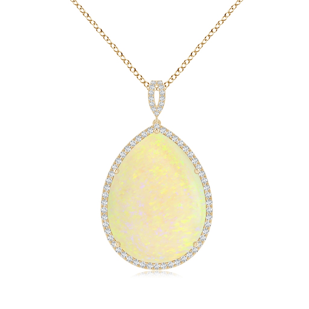 26.25x19.57x5.56mm AAA GIA Certified Pear-Shaped Opal Halo Pendant in Yellow Gold