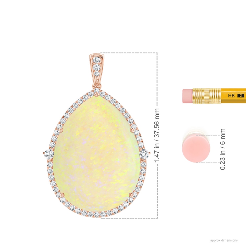 26.25x19.57x5.56mm AAA Classic GIA Certified Pear-Shaped Opal Halo Pendant in 18K Rose Gold ruler