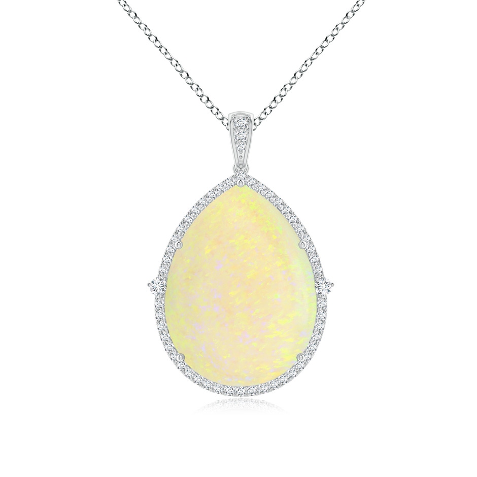 26.25x19.57x5.56mm AAA Classic GIA Certified Pear-Shaped Opal Halo Pendant in 18K White Gold 