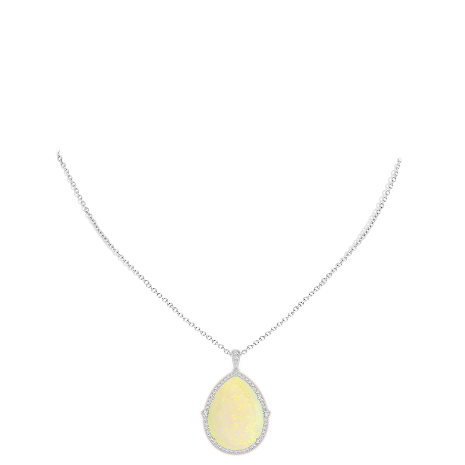 26.25x19.57x5.56mm AAA Classic GIA Certified Pear-Shaped Opal Halo Pendant in 18K White Gold pen