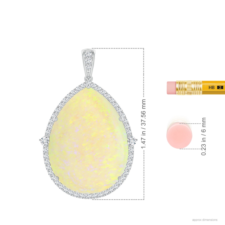 26.25x19.57x5.56mm AAA Classic GIA Certified Pear-Shaped Opal Halo Pendant in 18K White Gold ruler