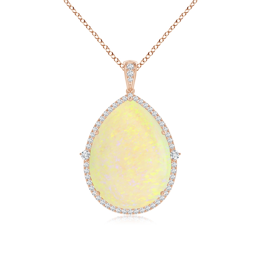 26.25x19.57x5.56mm AAA Classic GIA Certified Pear-Shaped Opal Halo Pendant in Rose Gold