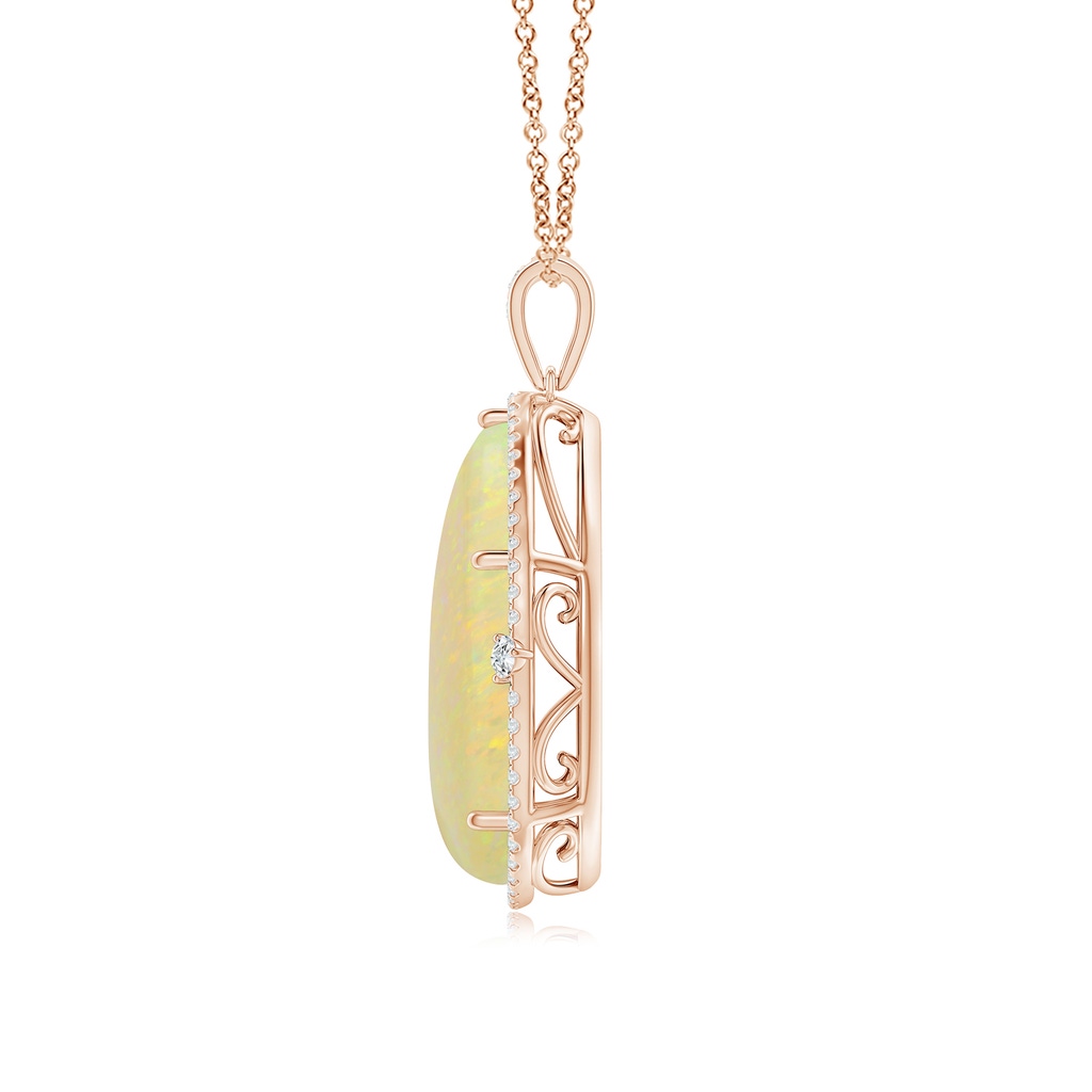 26.25x19.57x5.56mm AAA Classic GIA Certified Pear-Shaped Opal Halo Pendant in Rose Gold - side 199