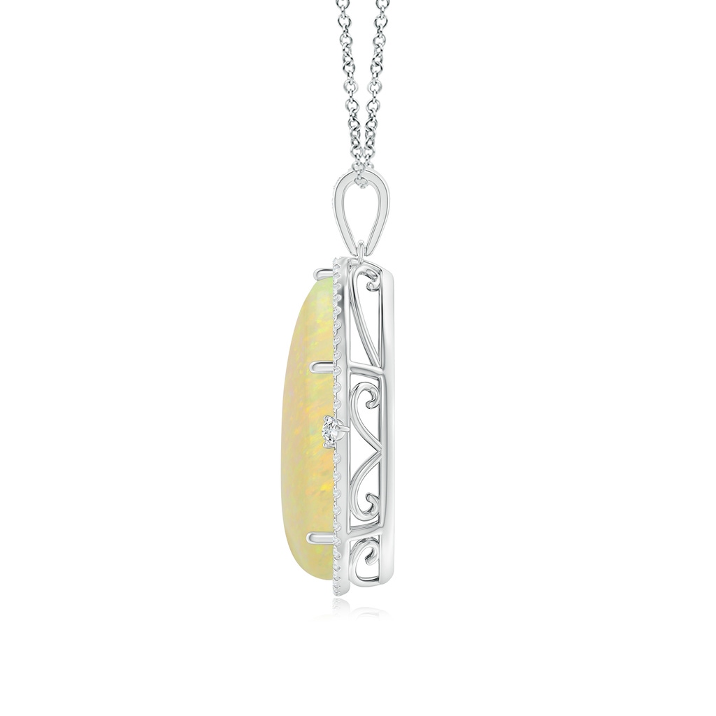 26.25x19.57x5.56mm AAA Classic GIA Certified Pear-Shaped Opal Halo Pendant in White Gold - side 199