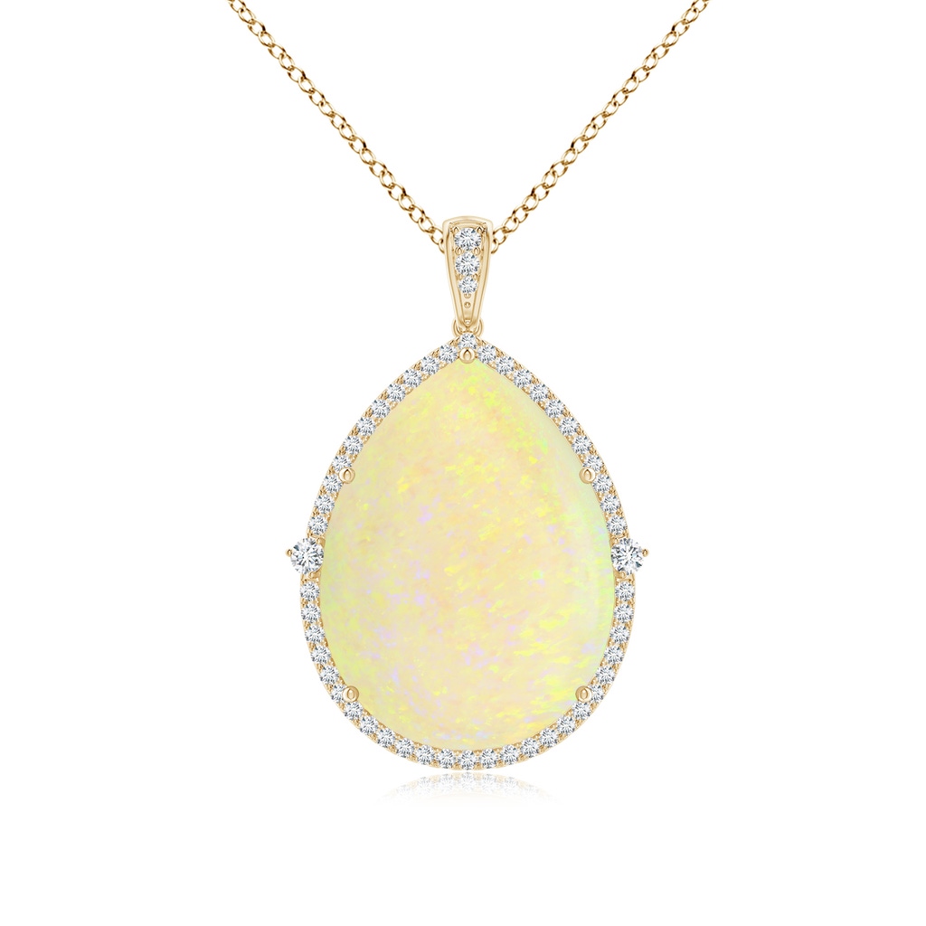 26.25x19.57x5.56mm AAA Classic GIA Certified Pear-Shaped Opal Halo Pendant in Yellow Gold