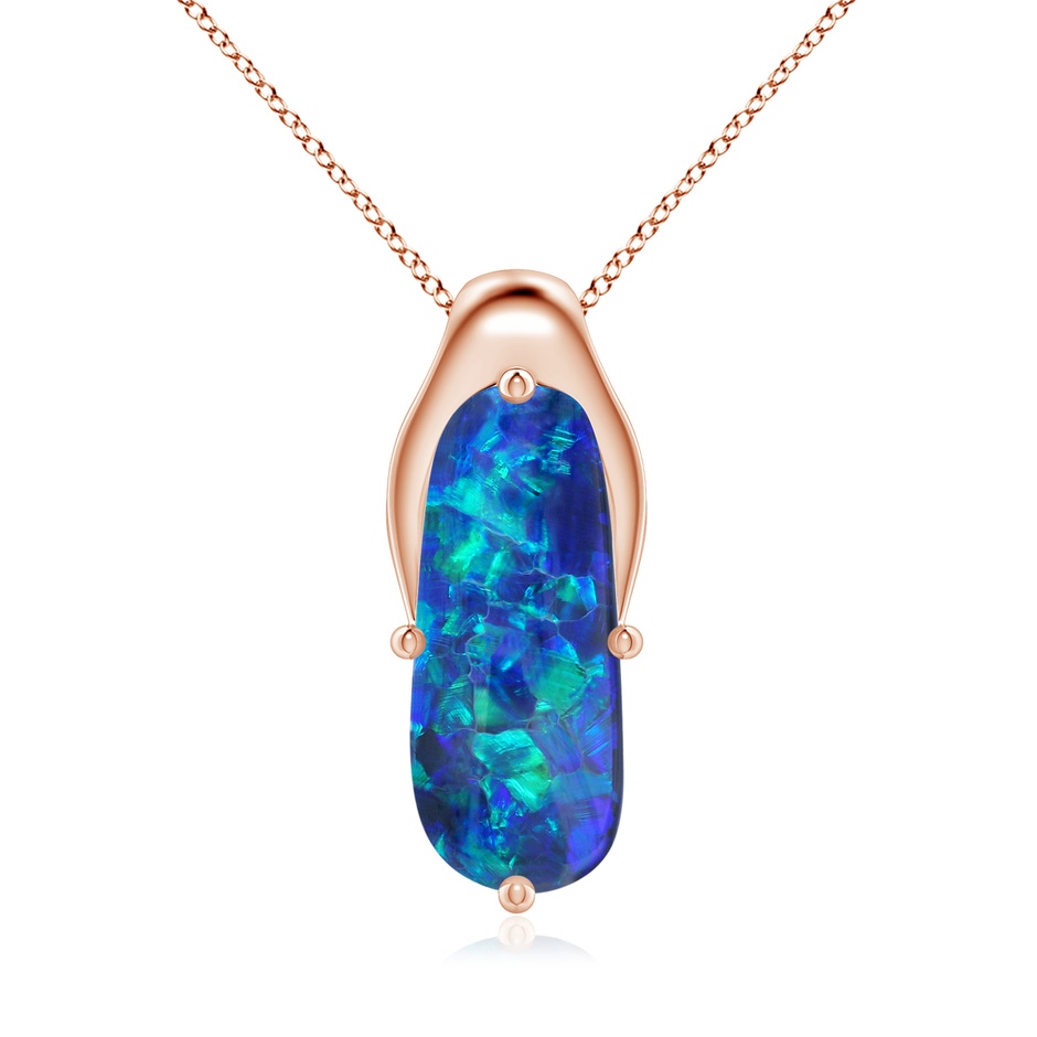 19.92x8.39x5.05mm AAAA GIA Certified Oval Black Opal Wishbone Pendant in 18K Rose Gold 