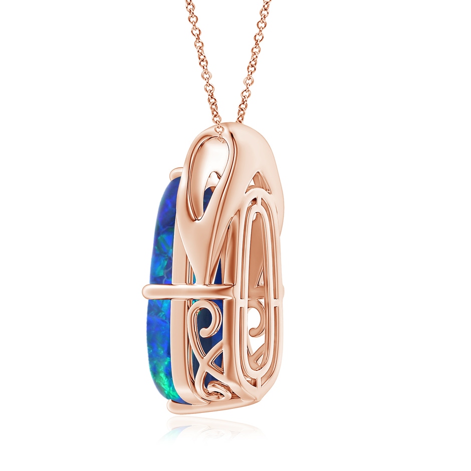 19.92x8.39x5.05mm AAAA GIA Certified Oval Black Opal Wishbone Pendant in 18K Rose Gold side 399