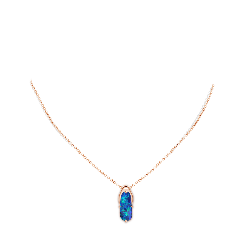 19.92x8.39x5.05mm AAAA GIA Certified Oval Black Opal Wishbone Pendant in 18K Rose Gold pen