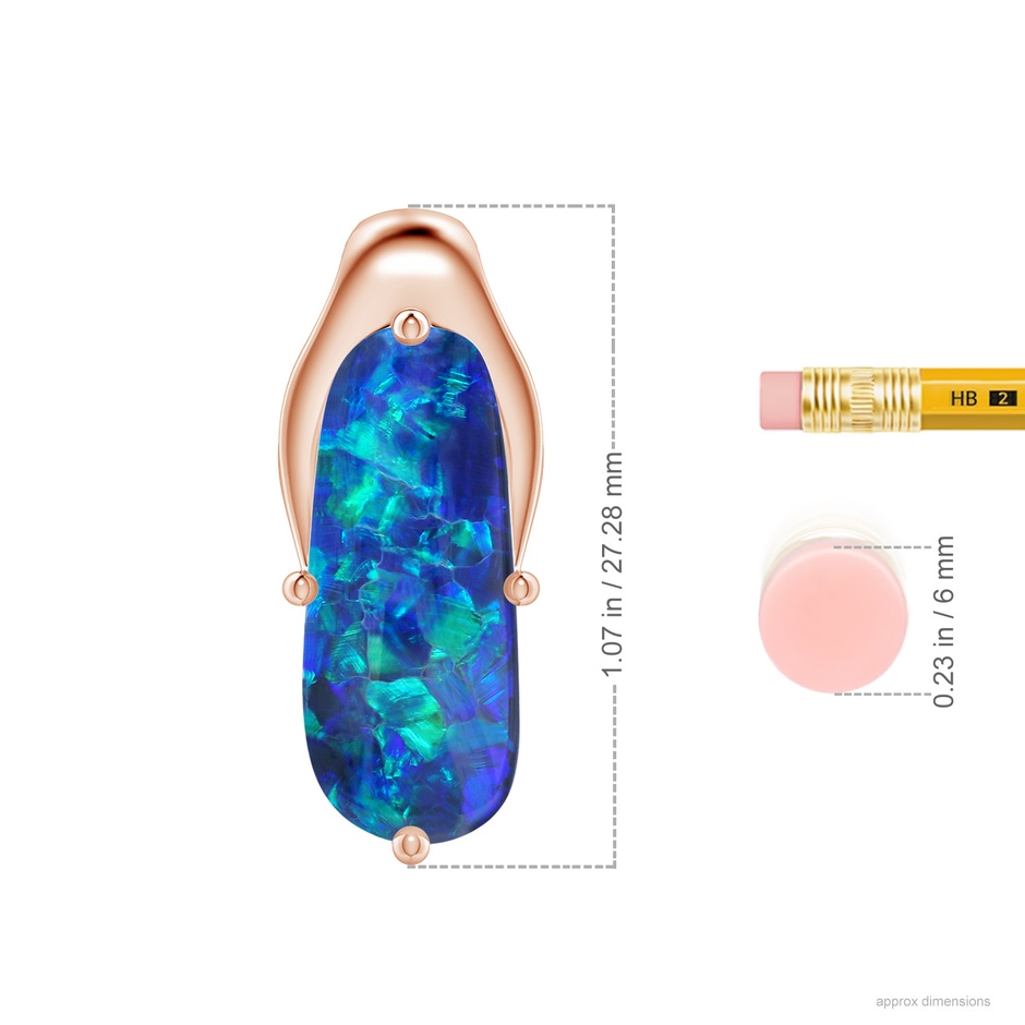 19.92x8.39x5.05mm AAAA GIA Certified Oval Black Opal Wishbone Pendant in 18K Rose Gold ruler