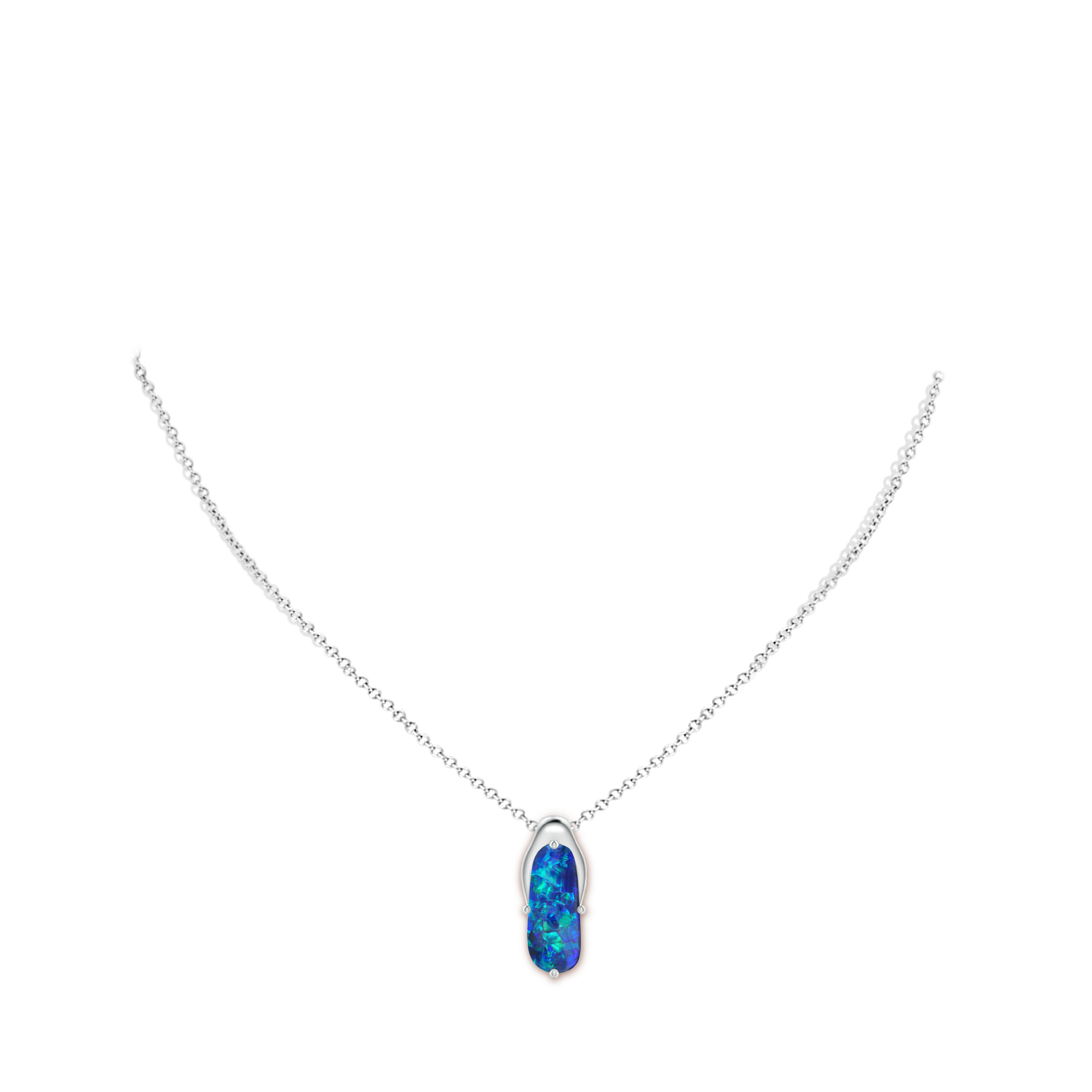 19.92x8.39x5.05mm AAAA GIA Certified Oval Black Opal Wishbone Pendant in White Gold - body_neck