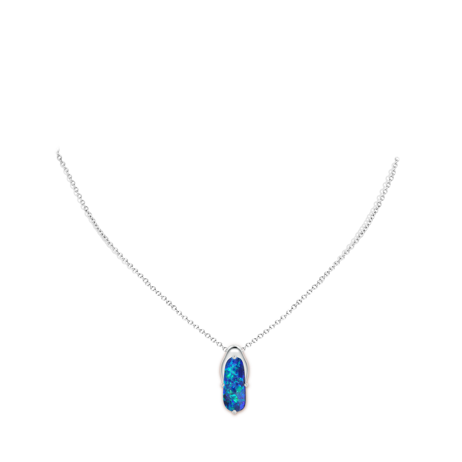 19.92x8.39x5.05mm AAAA GIA Certified Oval Black Opal Wishbone Pendant in White Gold pen