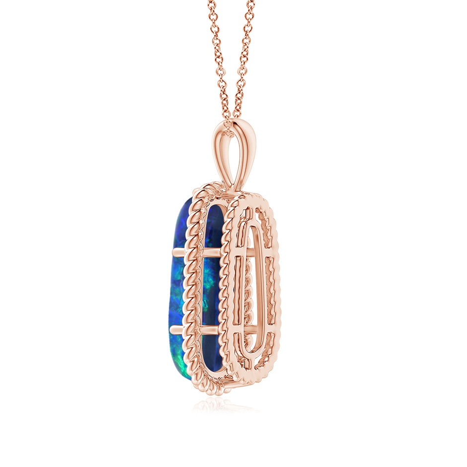 19.92x8.39x5.05mm AAAA GIA Certified Oval Black Opal Twisted Rope Pendant in 18K Rose Gold side 399