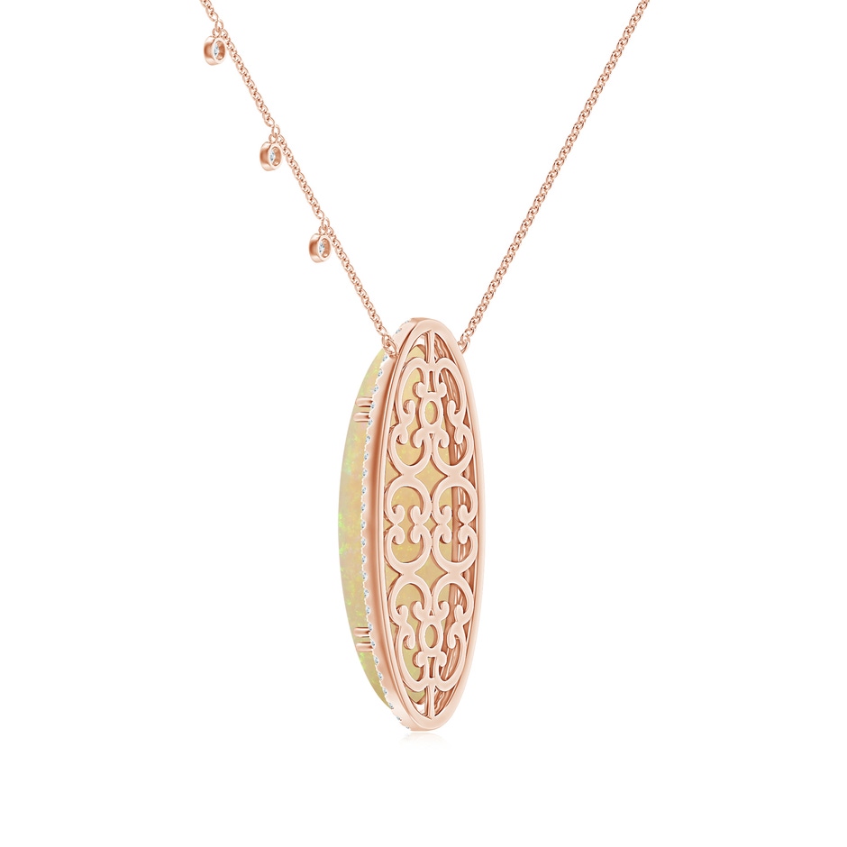 34.95x14.89x5.98mm AAAA Classic GIA Certified Oval Opal Halo Necklace in 18K Rose Gold side 399