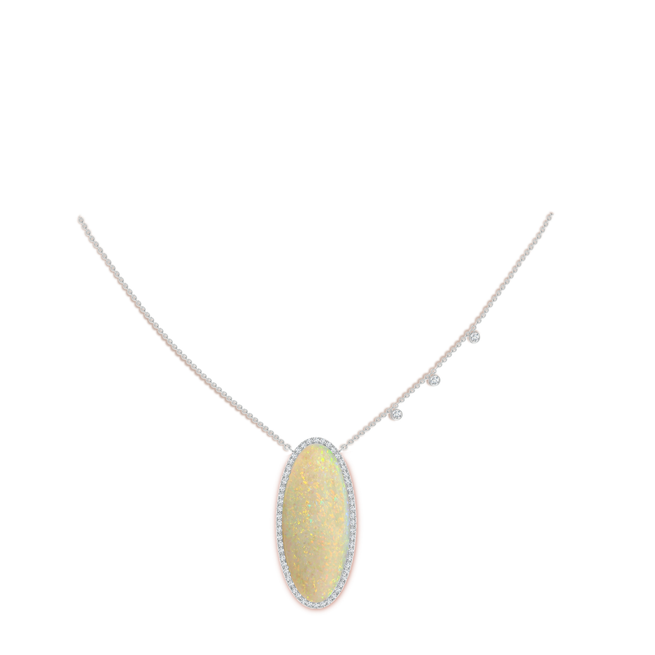 34.95x14.89x5.98mm AAAA Classic GIA Certified Oval Opal Halo Necklace in 18K White Gold pen