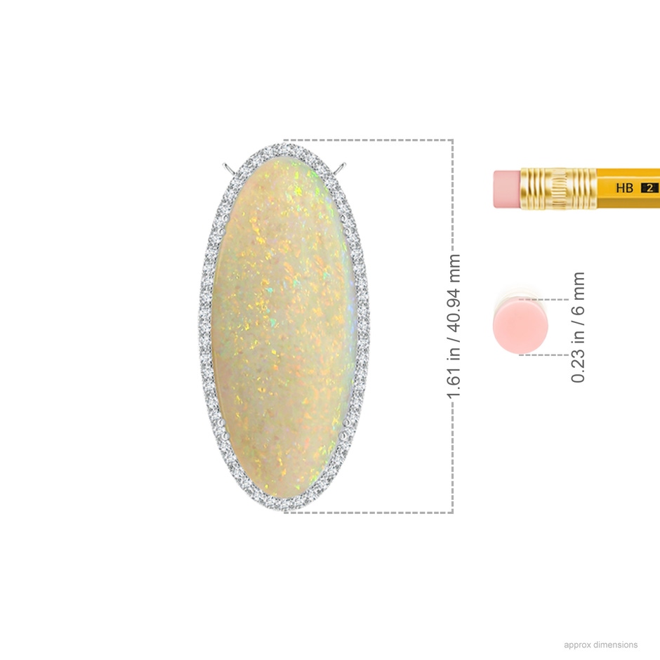 34.95x14.89x5.98mm AAAA Classic GIA Certified Oval Opal Halo Necklace in 18K White Gold ruler