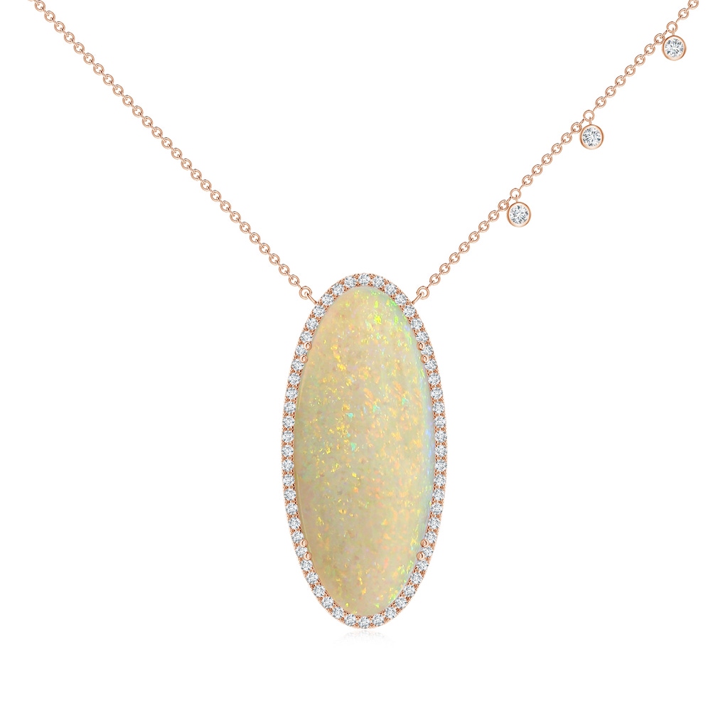 34.95x14.89x5.98mm AAAA Classic GIA Certified Oval Opal Halo Necklace in Rose Gold