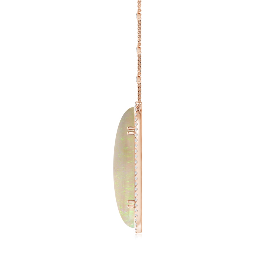 34.95x14.89x5.98mm AAAA Classic GIA Certified Oval Opal Halo Necklace in Rose Gold side 199