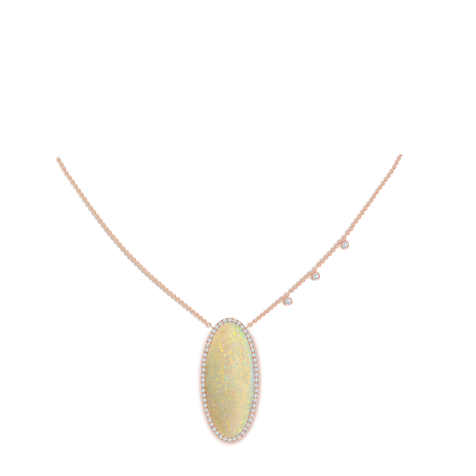 34.95x14.89x5.98mm AAAA Classic GIA Certified Oval Opal Halo Necklace in Rose Gold pen