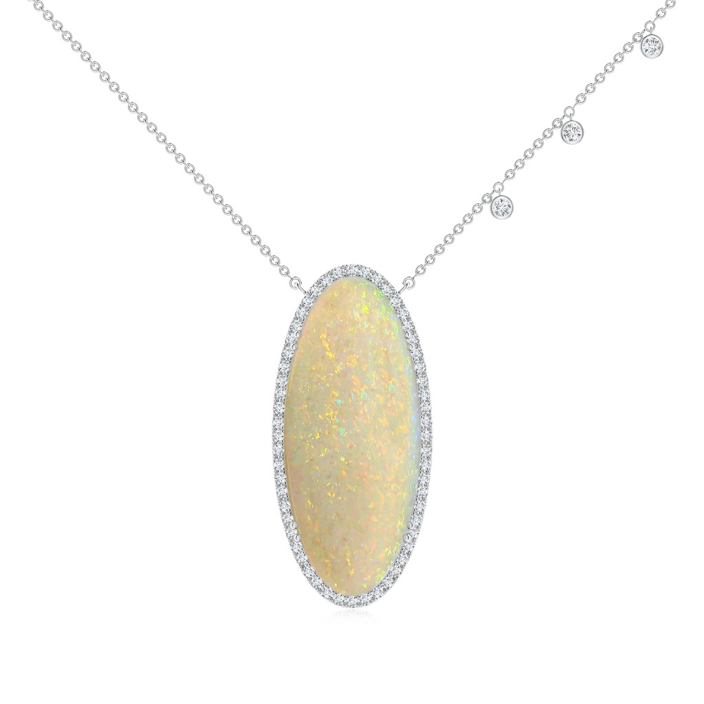 34.95x14.89x5.98mm AAAA Classic GIA Certified Oval Opal Halo Necklace in White Gold