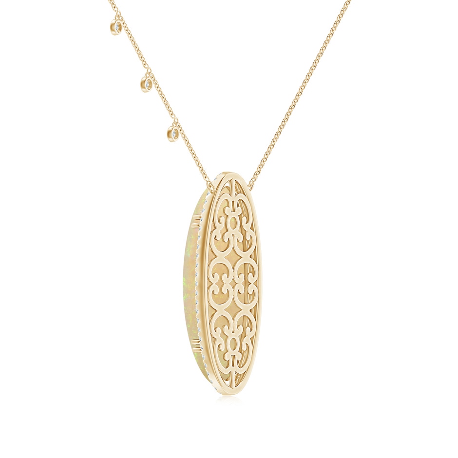 34.95x14.89x5.98mm AAAA Classic GIA Certified Oval Opal Halo Necklace in Yellow Gold side 399