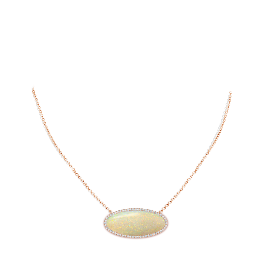 34.95x14.89x5.98mm AAAA Classic GIA Certified Oval Opal East-West Necklace With Halo in 10K Rose Gold pen