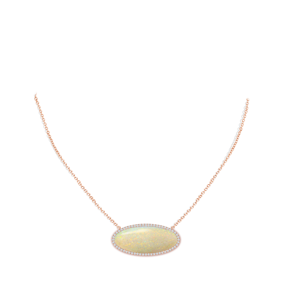 34.95x14.89x5.98mm AAAA Classic GIA Certified Oval Opal East-West Necklace With Halo in 18K Rose Gold pen