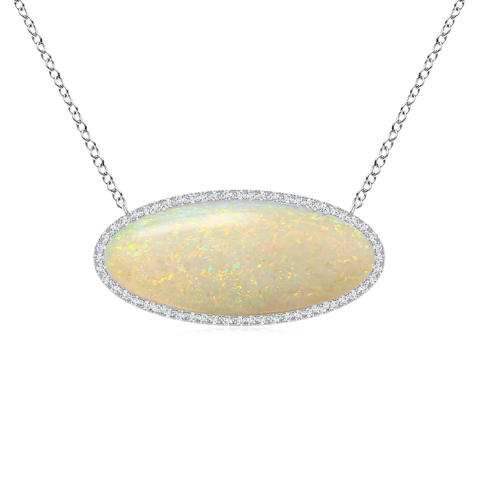 34.95x14.89x5.98mm AAAA Classic GIA Certified Oval Opal East-West Necklace With Halo in 18K White Gold 