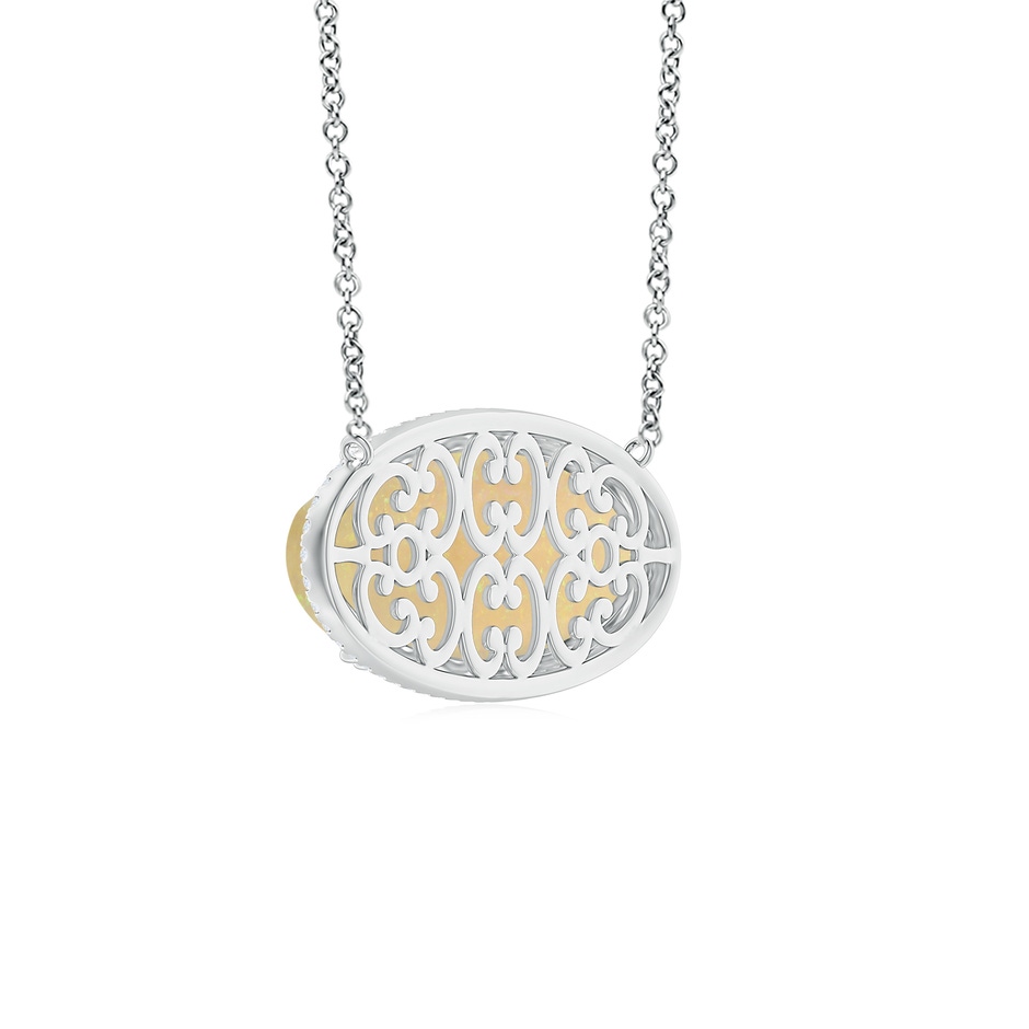34.95x14.89x5.98mm AAAA Classic GIA Certified Oval Opal East-West Necklace With Halo in 18K White Gold side 399