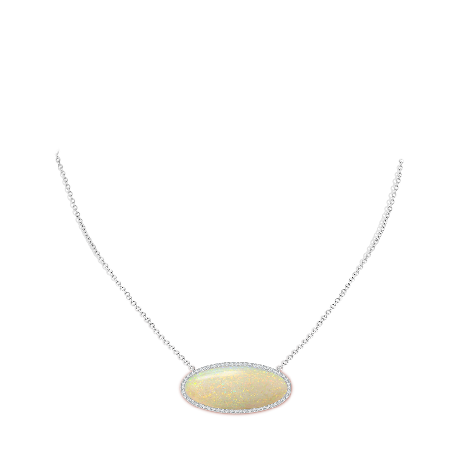 34.95x14.89x5.98mm AAAA Classic GIA Certified Oval Opal East-West Necklace With Halo in 18K White Gold pen