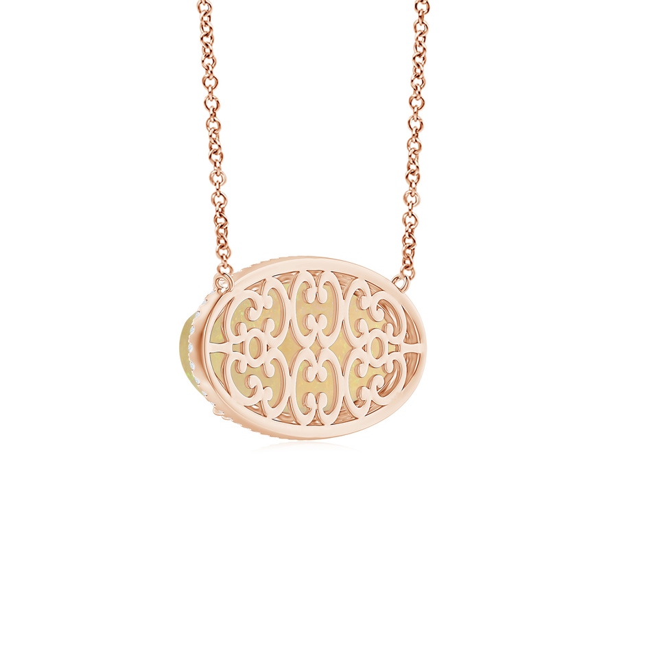 34.95x14.89x5.98mm AAAA Classic GIA Certified Oval Opal East-West Necklace With Halo in Rose Gold side 399