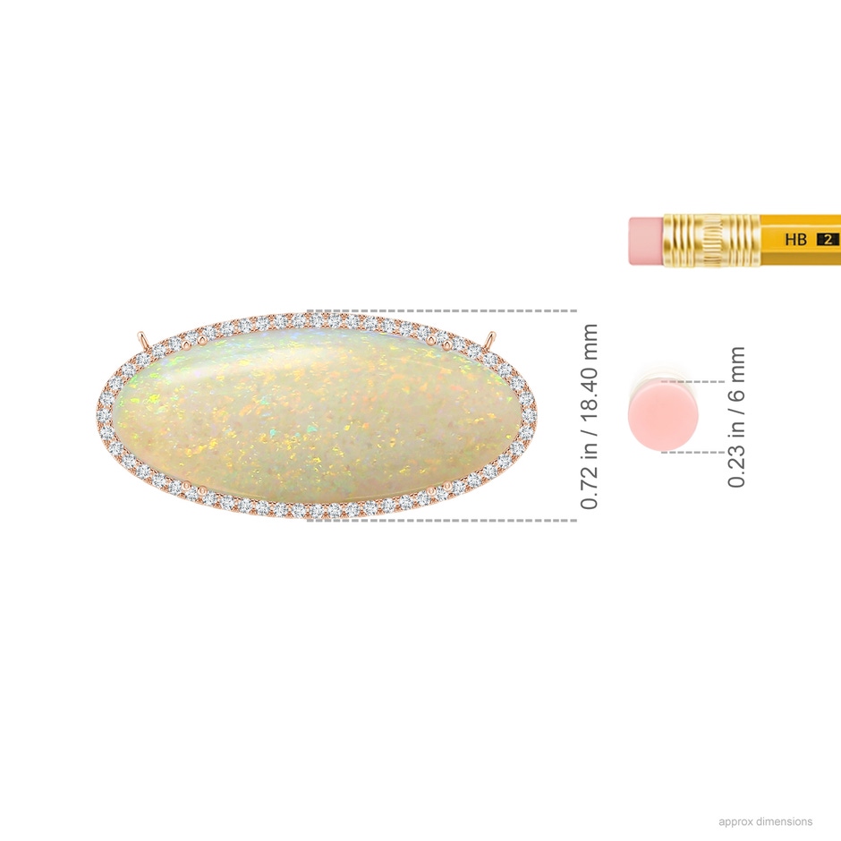 34.95x14.89x5.98mm AAAA Classic GIA Certified Oval Opal East-West Necklace With Halo in Rose Gold ruler
