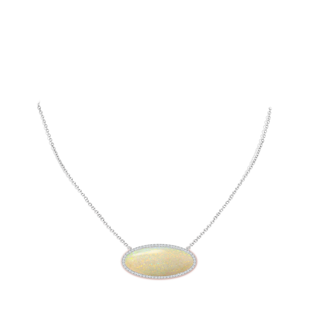 34.95x14.89x5.98mm AAAA Classic GIA Certified Oval Opal East-West Necklace With Halo in White Gold pen