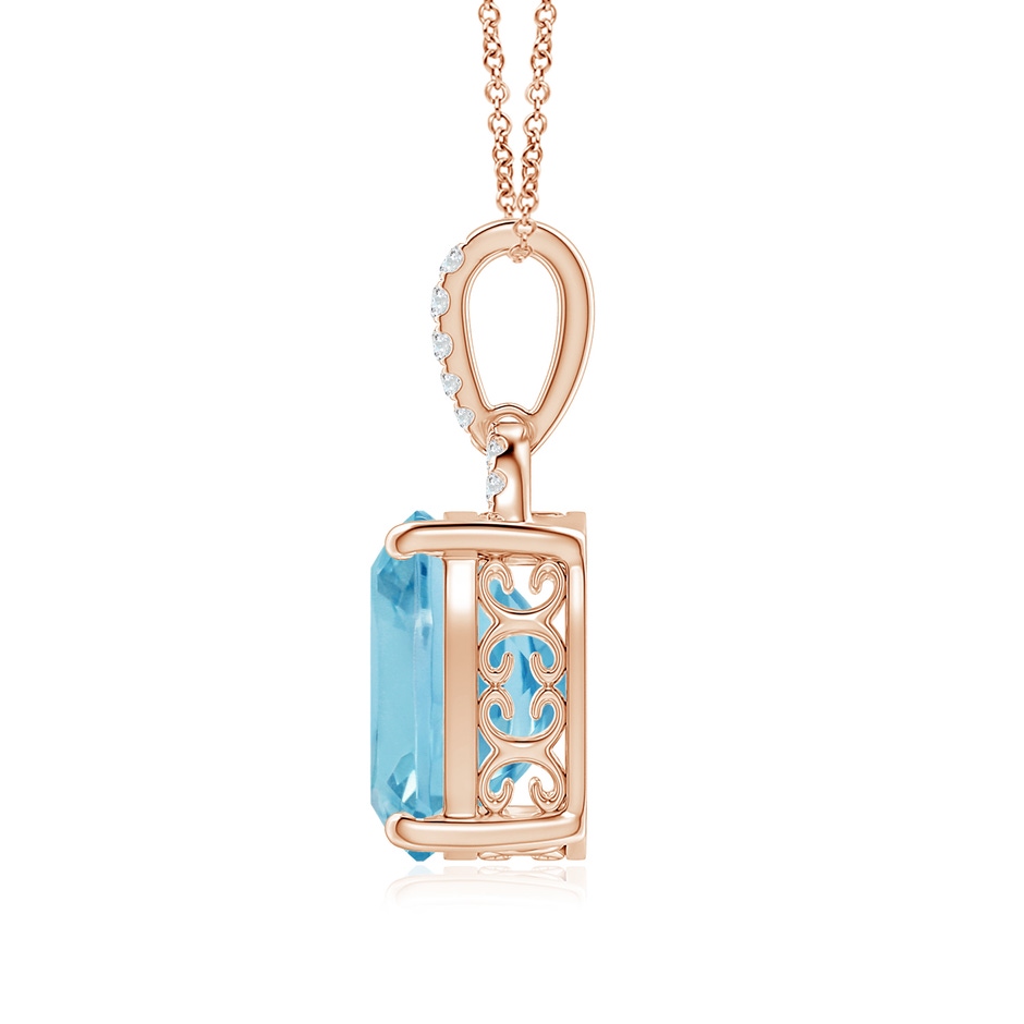 12.07x12.06x7.18mm AAA Classic GIA Certified Cushion Sky Blue Topaz Dangling Solitaire Pendant in Rose Gold Side 199